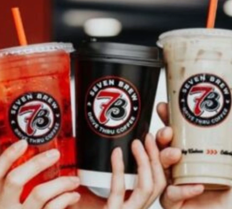 Best-selling 7 Brew drinks — iced coffee, smoothies, and energy drinks.