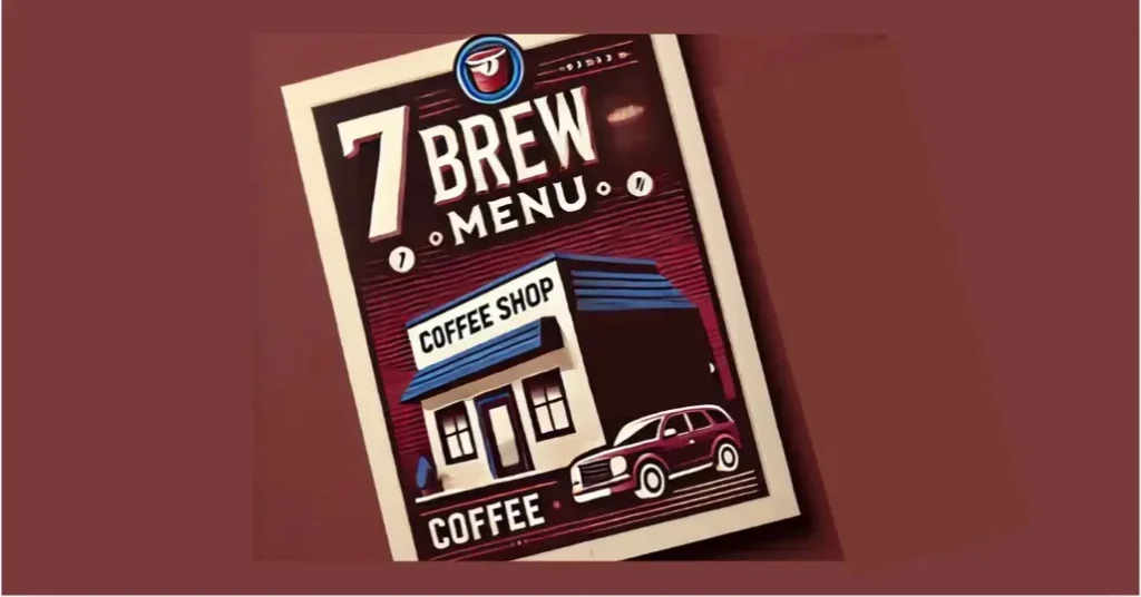 The 7 Brew coffee menu features categories for The Seven Originals, classic coffees